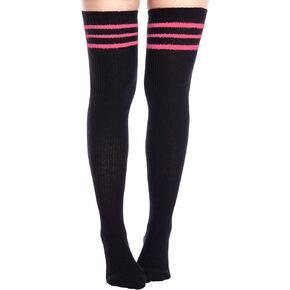 Moon Wood Women Thigh High Socks Extra Long Warm Knit Over Knee High Boot Stockings Striped Thigh Highs Leg Warmers
