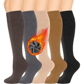 Iseasoo Warm Knee High Socks For Women-Thermal Thigh High Cotton Socks For Hiking, Winter, Gifts in Kuwait