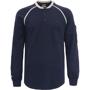 قمصان KONRECO FR للرجال بأكمام طويلة 7oz قطن مقاوم للهب/مقاوم للحريق CAT2 Henley Shirt in Kuwait