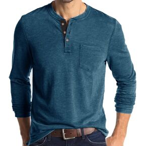 Uposiut Mens Henley Shirts Long/Short Sleeve T Shirt Fashion Casual Basic Plain Cotton Tee Shirts