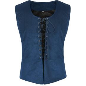 Teyujosem Men's Medieval Pirate Vest lace up Steampunk Renaissance Waistcoat