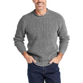 Mens Long Sleeve Cable Knit Sweater Pullover Fisherman Tops Crewneck Sweater Regular Fit