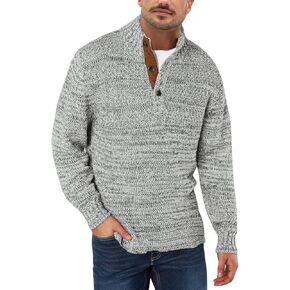 Aoysky Men's Stand Collar Sweater Thermal Button Pullover Sweater Tops Henley Knit Sweaters in Kuwait