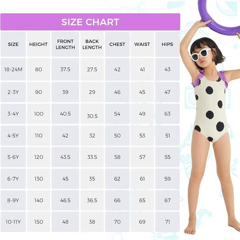HAPPY NOCNOC Girls One Piece Swimsuit SPF 50+ Quick Dry Cute Swimwear Bathing Suit for Beach 18M-11 Years in Kuwait
