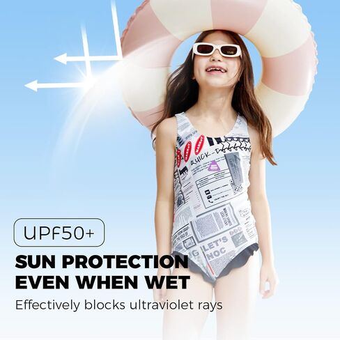 HAPPY NOCNOC Girls One Piece Swimsuit SPF 50+ Quick Dry Cute Swimwear Bathing Suit for Beach 18M-11 Years in Kuwait