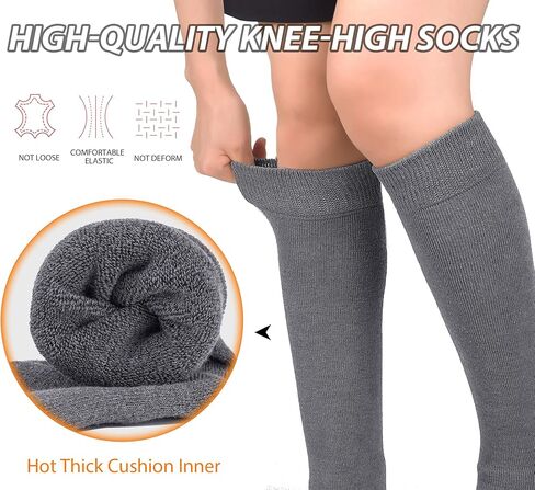 Iseasoo Warm Knee High Socks For Women-Thermal Thigh High Cotton Socks For Hiking, Winter, Gifts in Kuwait