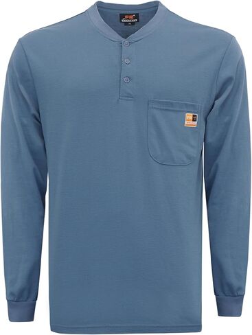 KONRECO FR Shirts for Men Long Sleeve 7oz Cotton Flame Resistant/Fire Retardant CAT2 Henley Shirt in Kuwait