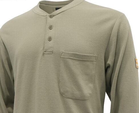 KONRECO FR Shirts for Men Long Sleeve 7oz Cotton Flame Resistant/Fire Retardant CAT2 Henley Shirt in Saudi Arabia