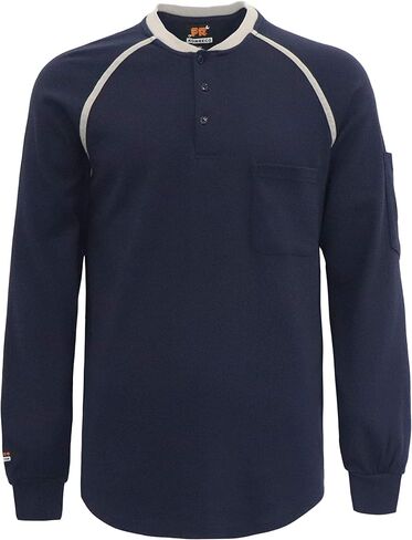 قمصان KONRECO FR للرجال بأكمام طويلة 7oz قطن مقاوم للهب/مقاوم للحريق CAT2 Henley Shirt in Kuwait