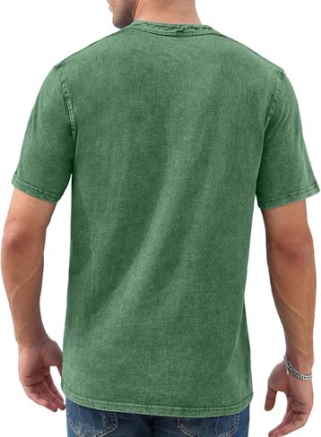 NITAGUT Mens Distressed Henley Shirts Retro Short Sleeve Cotton Tee Shirts Casual Button Down Washed T-Shirts in Kuwait