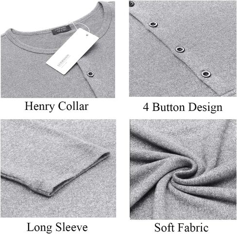 COOFANDY Men's 2Pack Slim Fit Henley Shirts Long Sleeve Lightweight Fashion Casual Cotton Basic T Shirts in Kuwait