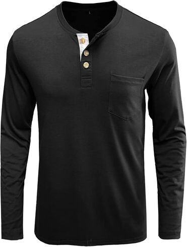 Uposiut Mens Henley Shirts Long/Short Sleeve T Shirt Fashion Casual Basic Plain Cotton Tee Shirts in Saudi Arabia
