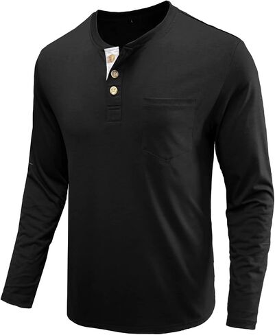 Uposiut Mens Henley Shirts Long/Short Sleeve T Shirt Fashion Casual Basic Plain Cotton Tee Shirts in Saudi Arabia