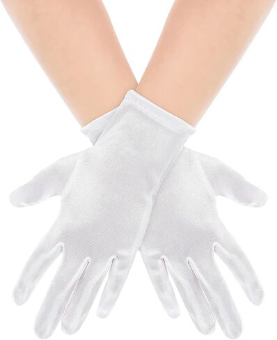 Short Satin Gloves Wrist Length Opera Gloves Women's Gown Gloves Wedding Bridal Gloves for Dinner Banquet Tea Party in Kuwait