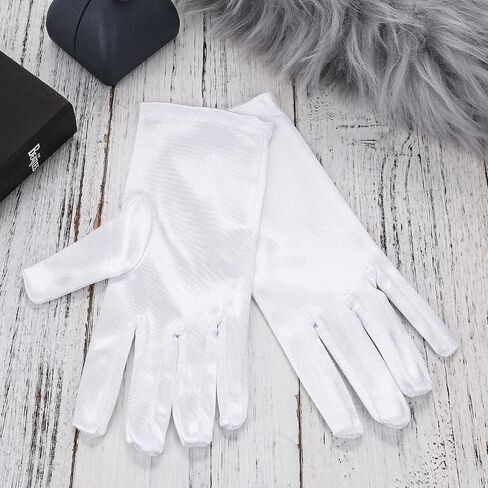 Short Satin Gloves Wrist Length Opera Gloves Women's Gown Gloves Wedding Bridal Gloves for Dinner Banquet Tea Party in Kuwait