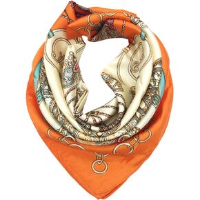 YOUR SMILE Silk Feeling Scarf Women's Fashion Pattern & Solid Color Large Square Satin Headscarf