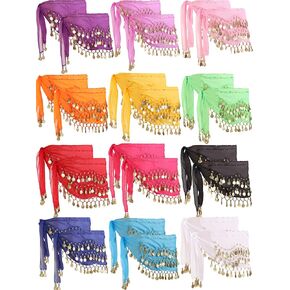 24 قطعة الرقص الشرقي وشاح الورك تنورة الرقص الشرقي مع العملات الذهبية بلينغ الرقص الشرقي الزي أزياء الراقصة للنساء in Kuwait