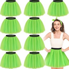 Handepo 9 Pcs Colored Tutus for Women 4 Layered Tulle Tutu Skirt Elastic Classic Bulk Tutu for 80s Girl Halloween Costume in Saudi Arabia