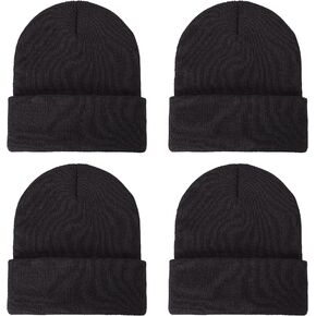 Glooarm 4 Pack Kids Beanie Hats Winter Toddler Beanies Acrylic Kid's Knit Cuffed Beanie Warm Skull Cap Beanies for Boys Girls