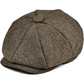 JANGOUL Boys Vintage Newsboy Cap Tweed Flat Beret Cabbie Hat for Kids Toddler Pageboy