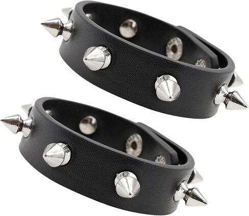taffeta alley Leather Bracelet Studded Spike Rivet Cuff Unisex Spike Choker and Goth Bangle Set in Kuwait