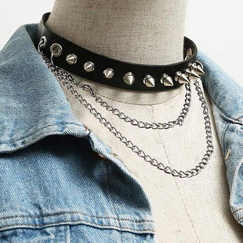 taffeta alley Leather Bracelet Studded Spike Rivet Cuff Unisex Spike Choker and Goth Bangle Set in Kuwait