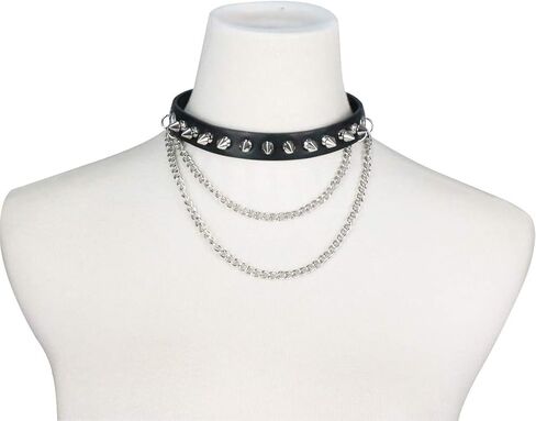taffeta alley Leather Bracelet Studded Spike Rivet Cuff Unisex Spike Choker and Goth Bangle Set in Kuwait
