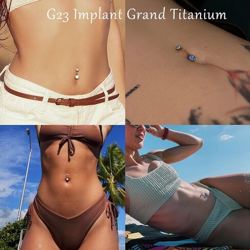VOJO Belly Button Ring Navel Cubic Zircon Opal G23 Titanium Hypoallergenic Threaded 14G Diamond Body Piercing Jewelry Birthstone for Women in Kuwait
