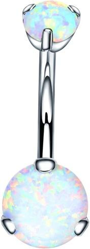 VOJO Belly Button Ring Navel Cubic Zircon Opal G23 Titanium Hypoallergenic Threaded 14G Diamond Body Piercing Jewelry Birthstone for Women in Kuwait