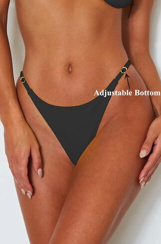ForBeautyShe Women's Sexy Thong Bottom Two Piece Bikini Double Shoulder Straps Cute Swimsuit Triangle Bathing in Kuwait