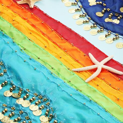 24 قطعة الرقص الشرقي وشاح الورك تنورة الرقص الشرقي مع العملات الذهبية بلينغ الرقص الشرقي الزي أزياء الراقصة للنساء in Kuwait