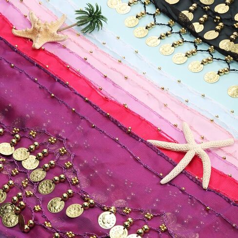 24 قطعة الرقص الشرقي وشاح الورك تنورة الرقص الشرقي مع العملات الذهبية بلينغ الرقص الشرقي الزي أزياء الراقصة للنساء in Kuwait