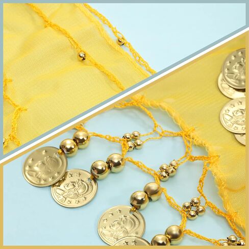 24 قطعة الرقص الشرقي وشاح الورك تنورة الرقص الشرقي مع العملات الذهبية بلينغ الرقص الشرقي الزي أزياء الراقصة للنساء in Kuwait