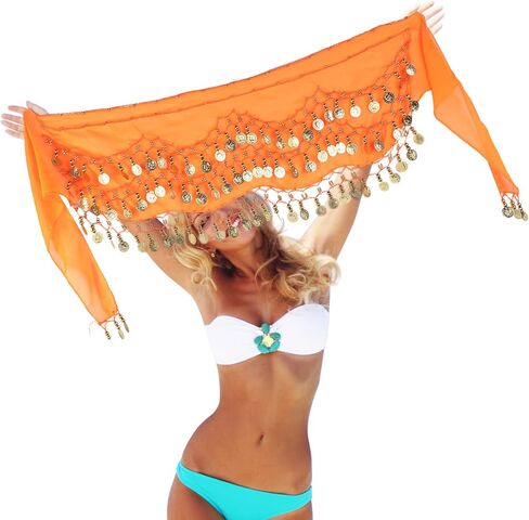 24 قطعة الرقص الشرقي وشاح الورك تنورة الرقص الشرقي مع العملات الذهبية بلينغ الرقص الشرقي الزي أزياء الراقصة للنساء in Kuwait