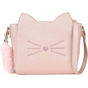 Small Crossbody Purses for Teen Girls,Cute Cat Girl Purse with Pendant PU Leather Shoulder Bags and Cross Body Handbags
