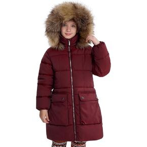 maoo garden Girls Puffer Winter Coat Faux-Down Heavyweight Snow Parka Fuzzy Fur Lining Hood Water-Resistant Long Jacket