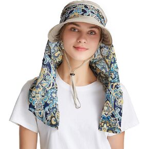icolor Women Sun Hats Sun Protection Neck Shield Flap Cap Summer Wide Brim Hat for Girl Lady