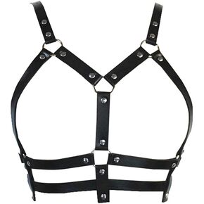 حزام الصدر للنساء من الجلد الأسود وحزام الخصر وحزام الصدر قابل للتعديل وحفلات النادي والمهرجانات in Kuwait