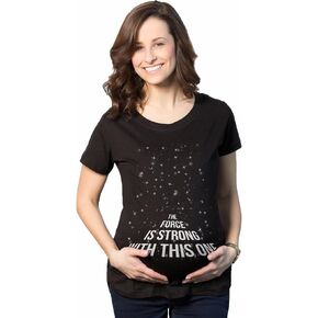 Maternity Force is Strong Funny Pregnancy T Shirt Graphic for Expecting Mothers Crazy Dog Novelty Maternity T-Shirts with Movie Sayings Soft Comfortable Fu Black M