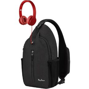 MAYLISACC Sling Backpack, Crossbody Sling Bag, Lightweight Shoulder backpack, Chest bag, Hiking Daybag for Biking, Cycling Walking （black）