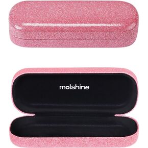molshine Bling Hard Shell Glasses Case,Portable Sparkling Shiny Eyeglass Case for Men Women Girl Travel Study Work