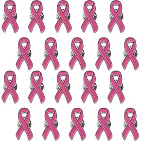 sticro 20 حزمة من دبابيس الشريط الوردي للتوعية بسرطان الثدي دبابيس المينا لجمع التبرعات، الماراثون، التطوع - وردي داكن in Kuwait
