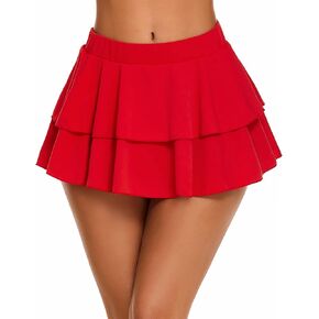 Avidlove Women Pleated Mini Skirt Solid Ruffle Lingerie Skirts