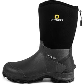 أحذية DRYCODE المطاطية للرجال، أحذية المطر من النيوبرين بطول 5.5 مم، أحذية صيد متينة مقاومة للماء (أسود، مقاس 13) in Kuwait