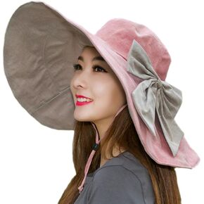 Women's Foldable Floppy Reversible Travel Beach Sun Visor Hat Wide Brim UPF 50+
