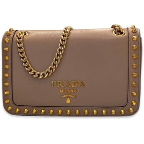 Prada Pattina Glace Calf Leather Cammeo Beige Pattina Studded Handbag in Kuwait