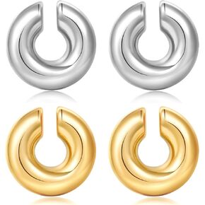 Chunky Ear Cuff Earrings for Women Non Piercing Ear Clip Earrings 14K Gold Ear Cuff and Silver Ear Cuffs Set in Kuwait