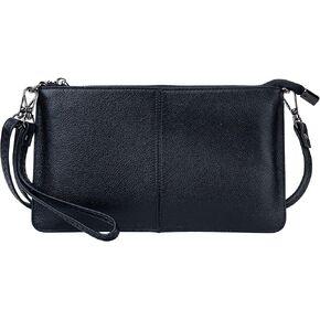 Bveyzi Genuine Leather Wristlet Purses for Women, Envelope Clutch Wallet Small Crossbody Bags for Dressy Evening