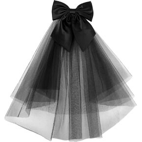 Ayliss Women Bridal Veil Short Tulle Lace Bowknot Wedding Bridal Veil Headpieces Gothic Halloween Coplay Party Veil in Saudi Arabia
