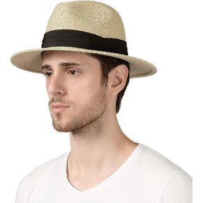 Lanzom Summer Beach Sun Hats for Men Women Foldable Floppy Travel Packable Staw Hat, Wide Brim Hat